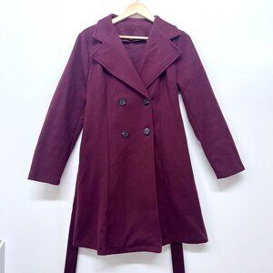Double-Breasted Overcoat/Peacoat, Like New- Worn Once! Burgundy/Maroon Color